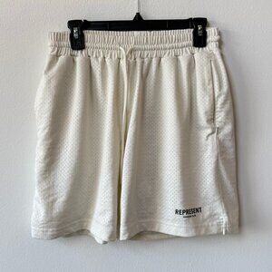 Represent Owners Club Mesh Shorts — Size M — Cream / Off-White